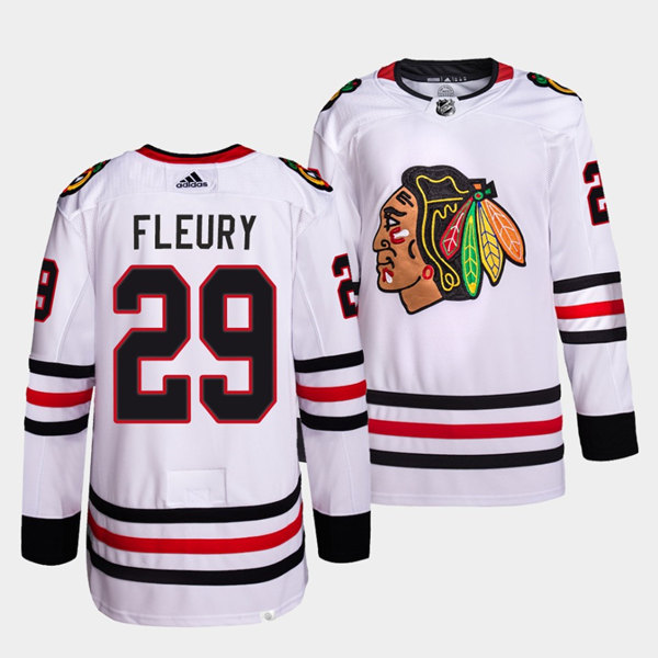 Men's Chicago Blackhawks #29 Marc-Andre Fleury White Stitched Jersey